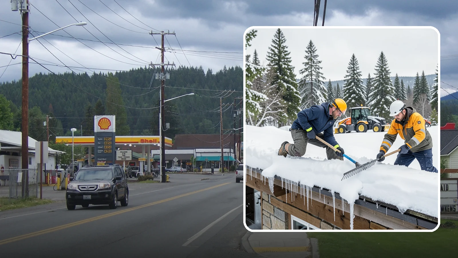 Ice Dam Removal in Granite Falls, Snohomish County, WA - We remove existing ice dams from roof edges to stop water from backing up under shingles.