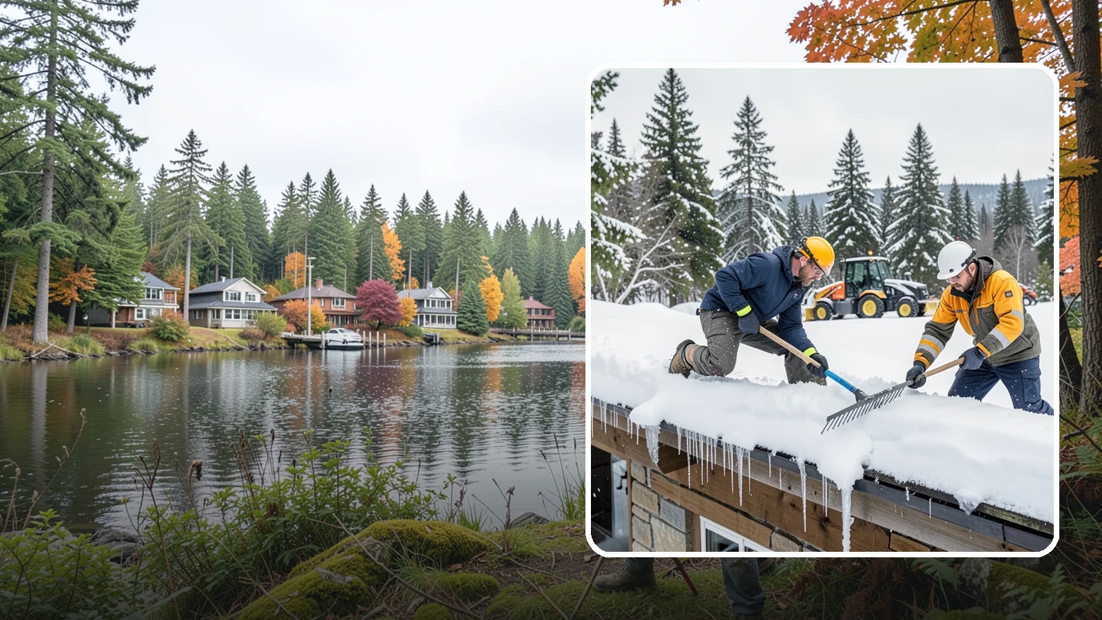 Ice Dam Removal in La Conner, Skagit County, WA - We remove existing ice dams from roof edges to stop water from backing up under shingles.