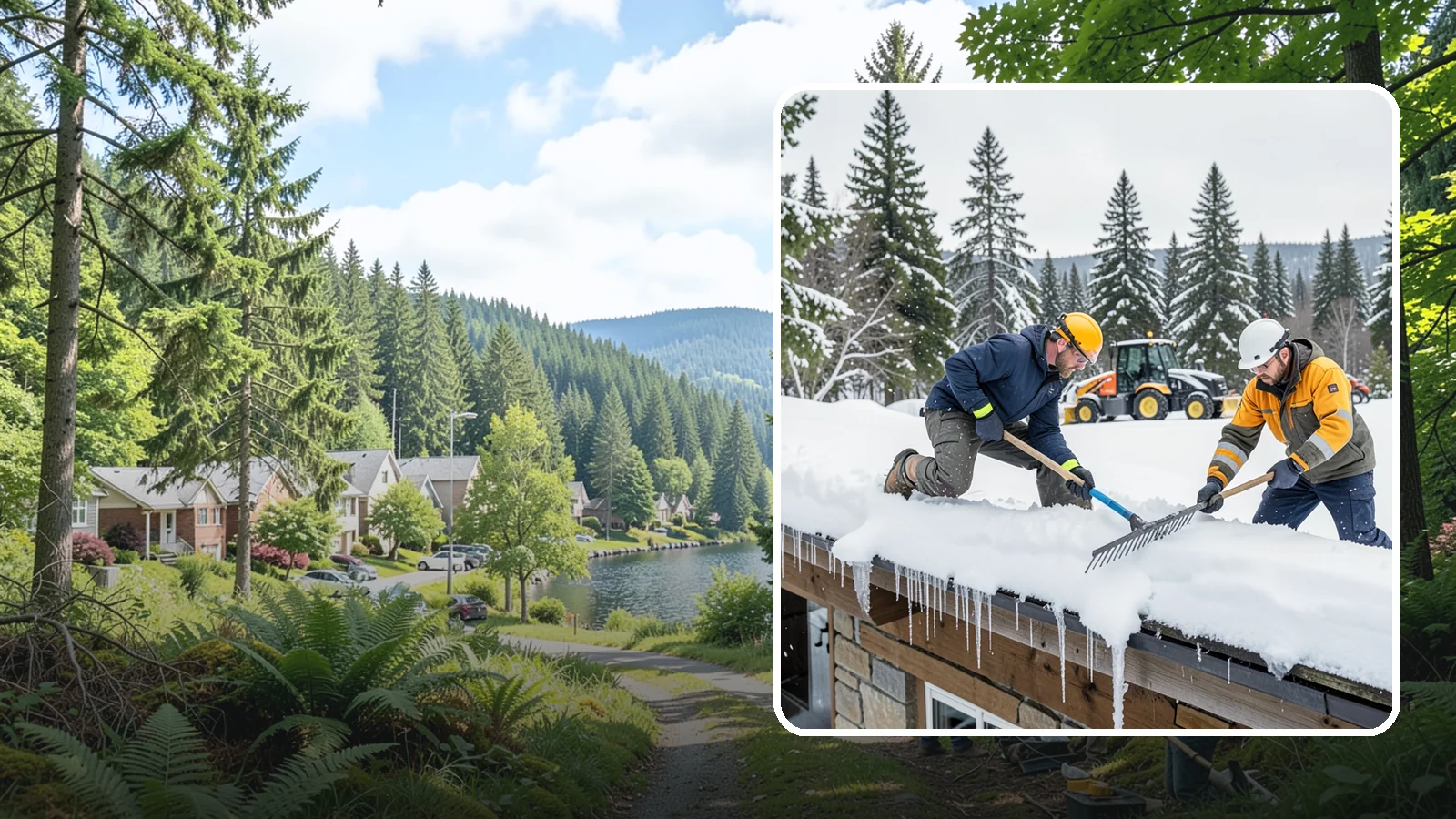 Ice Dam Removal in Lake Forest Park, King County, WA - We remove existing ice dams from roof edges to stop water from backing up under shingles.