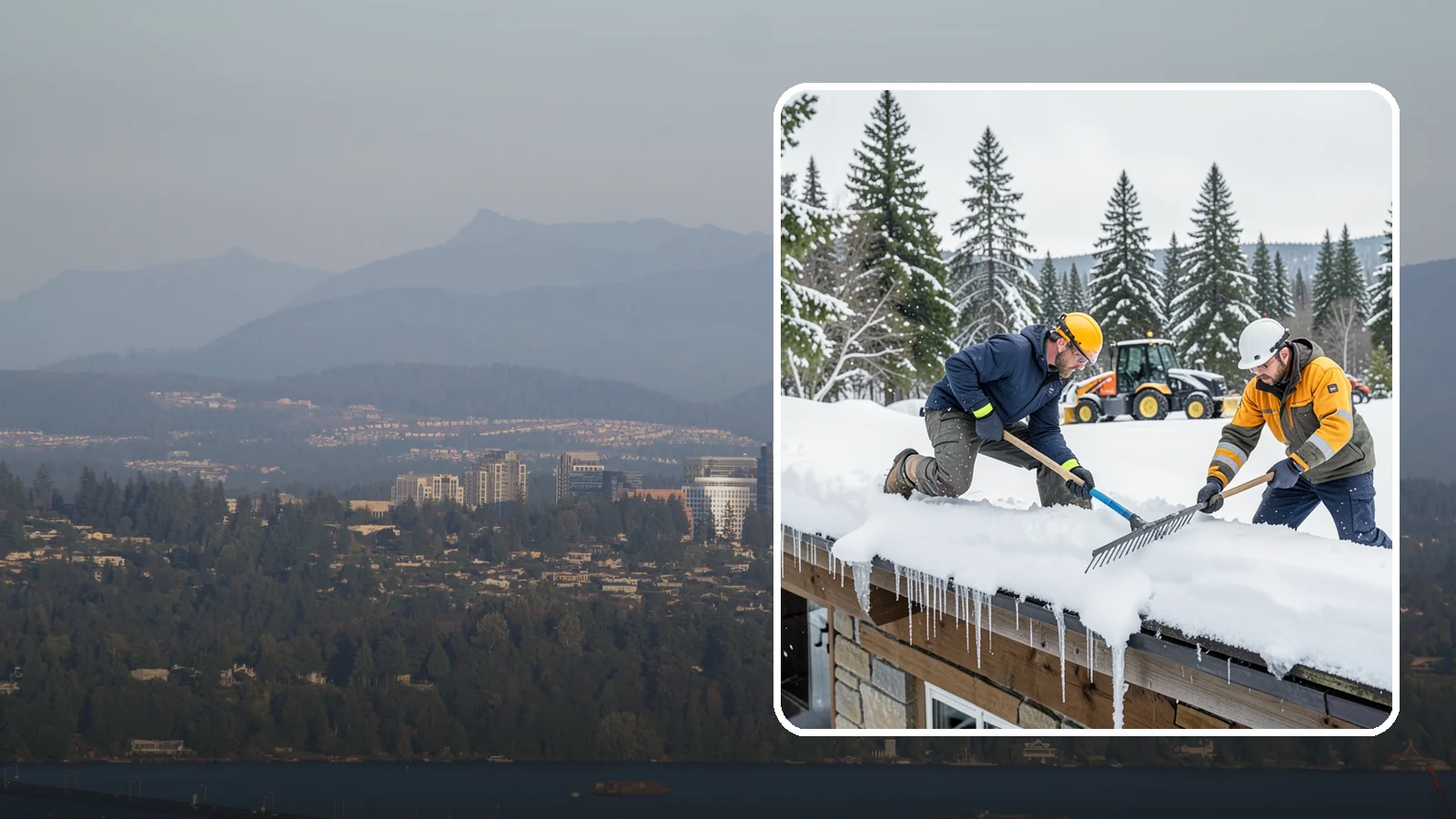 Ice Dam Removal in Medina, King County, WA - We remove existing ice dams from roof edges to stop water from backing up under shingles.