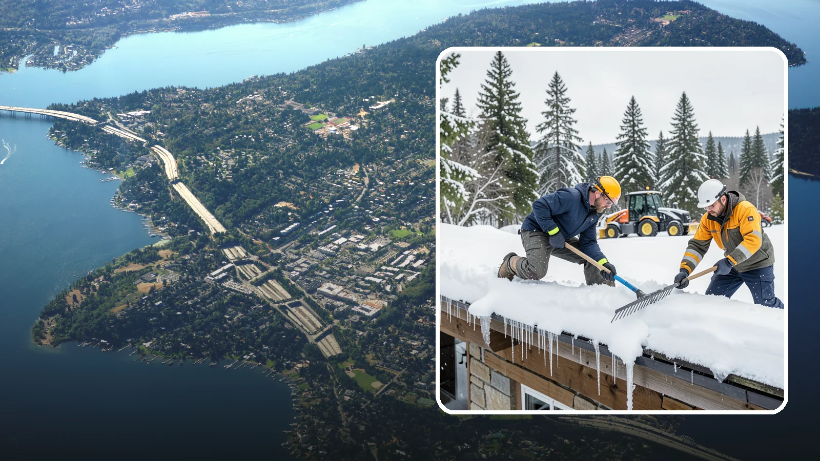 Ice Dam Removal in Mercer Island, King County, WA - We remove existing ice dams from roof edges to stop water from backing up under shingles.