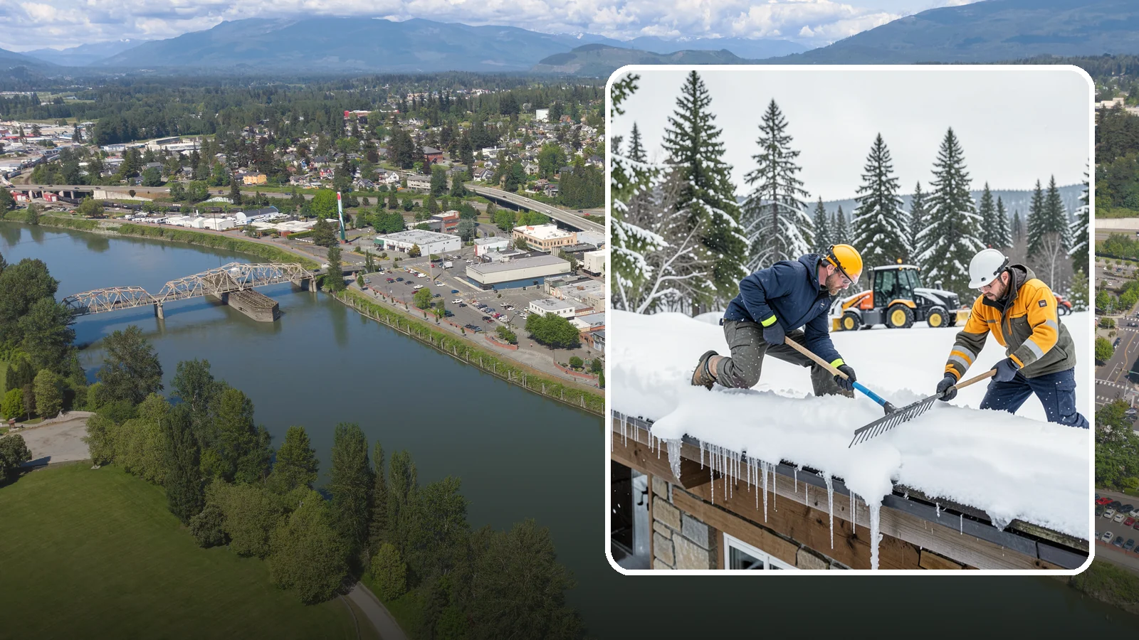Ice Dam Removal in Mount Vernon, Skagit County, WA - We remove existing ice dams from roof edges to stop water from backing up under shingles.