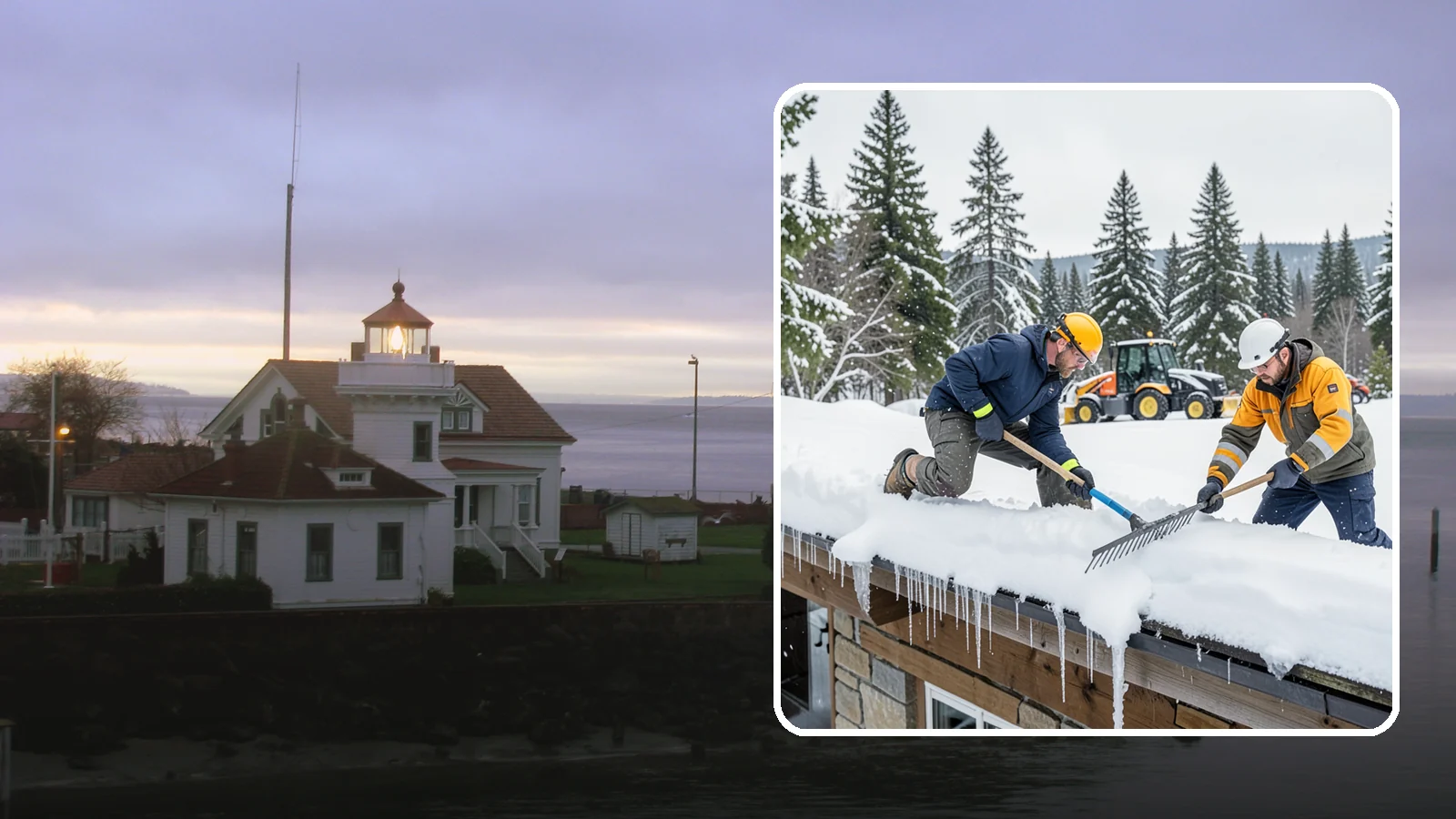 Ice Dam Removal in Mukilteo, Snohomish County, WA - We remove existing ice dams from roof edges to stop water from backing up under shingles.
