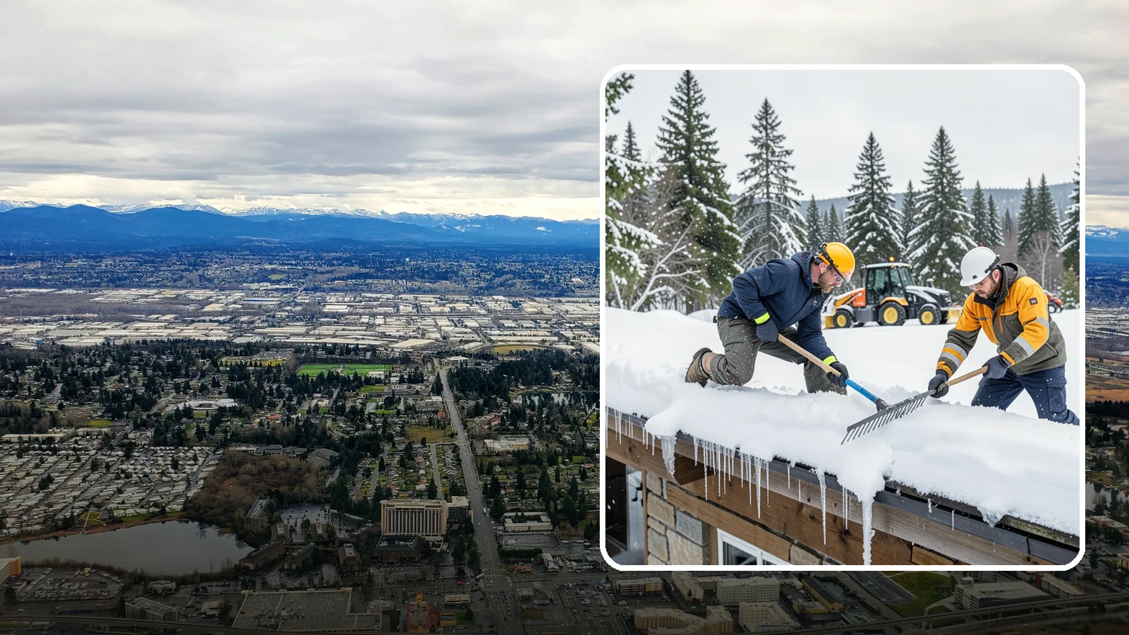 Ice Dam Removal in SeaTac, King County, WA - We remove existing ice dams from roof edges to stop water from backing up under shingles.