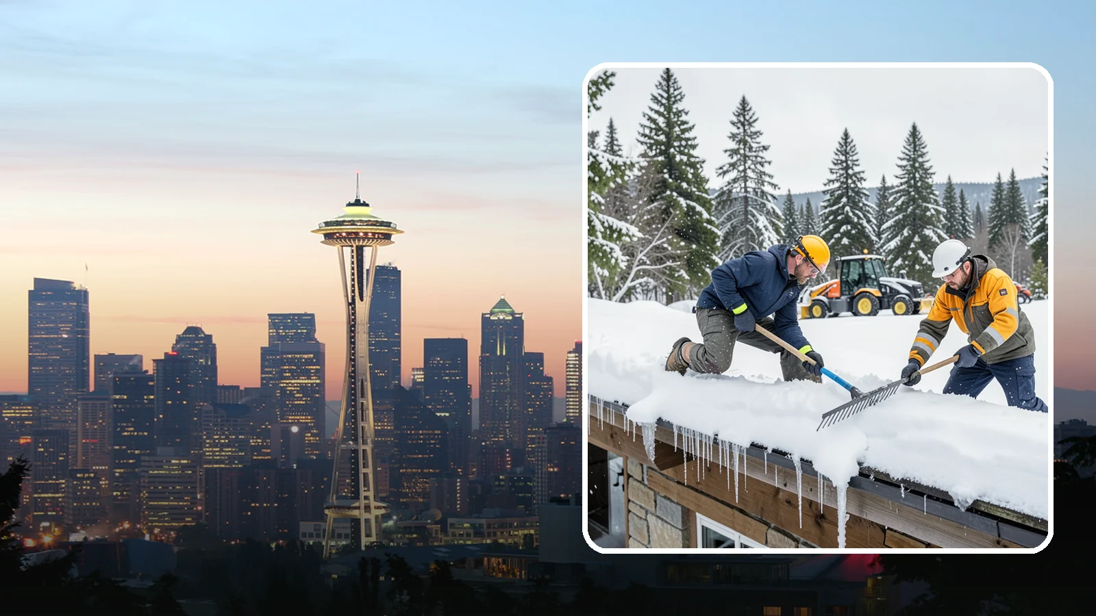 Ice Dam Removal in Seattle, King County, WA - We remove existing ice dams from roof edges to stop water from backing up under shingles.