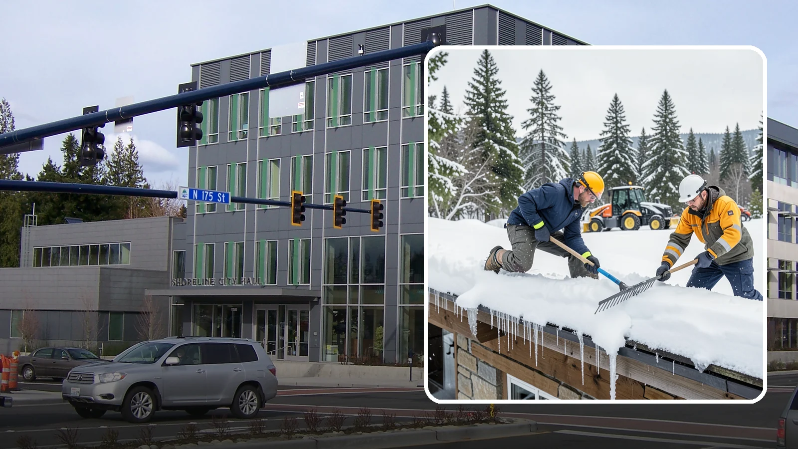 Ice Dam Removal in Shoreline, King County, WA - We remove existing ice dams from roof edges to stop water from backing up under shingles.
