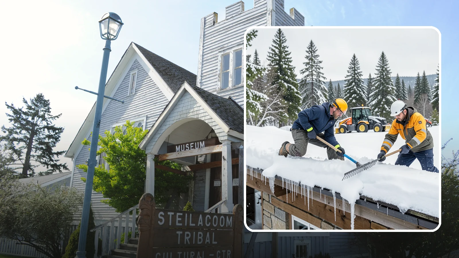Ice Dam Removal in Steilacoom, Pierce County, WA - We remove existing ice dams from roof edges to stop water from backing up under shingles.