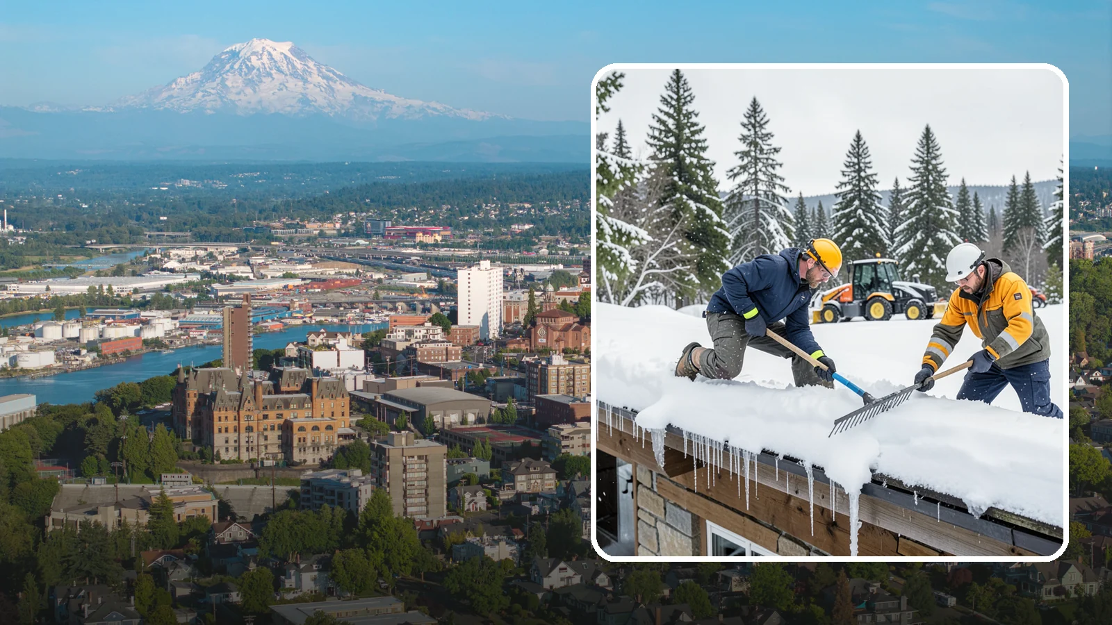 Ice Dam Removal in Tacoma, Pierce County, WA - We remove existing ice dams from roof edges to stop water from backing up under shingles.