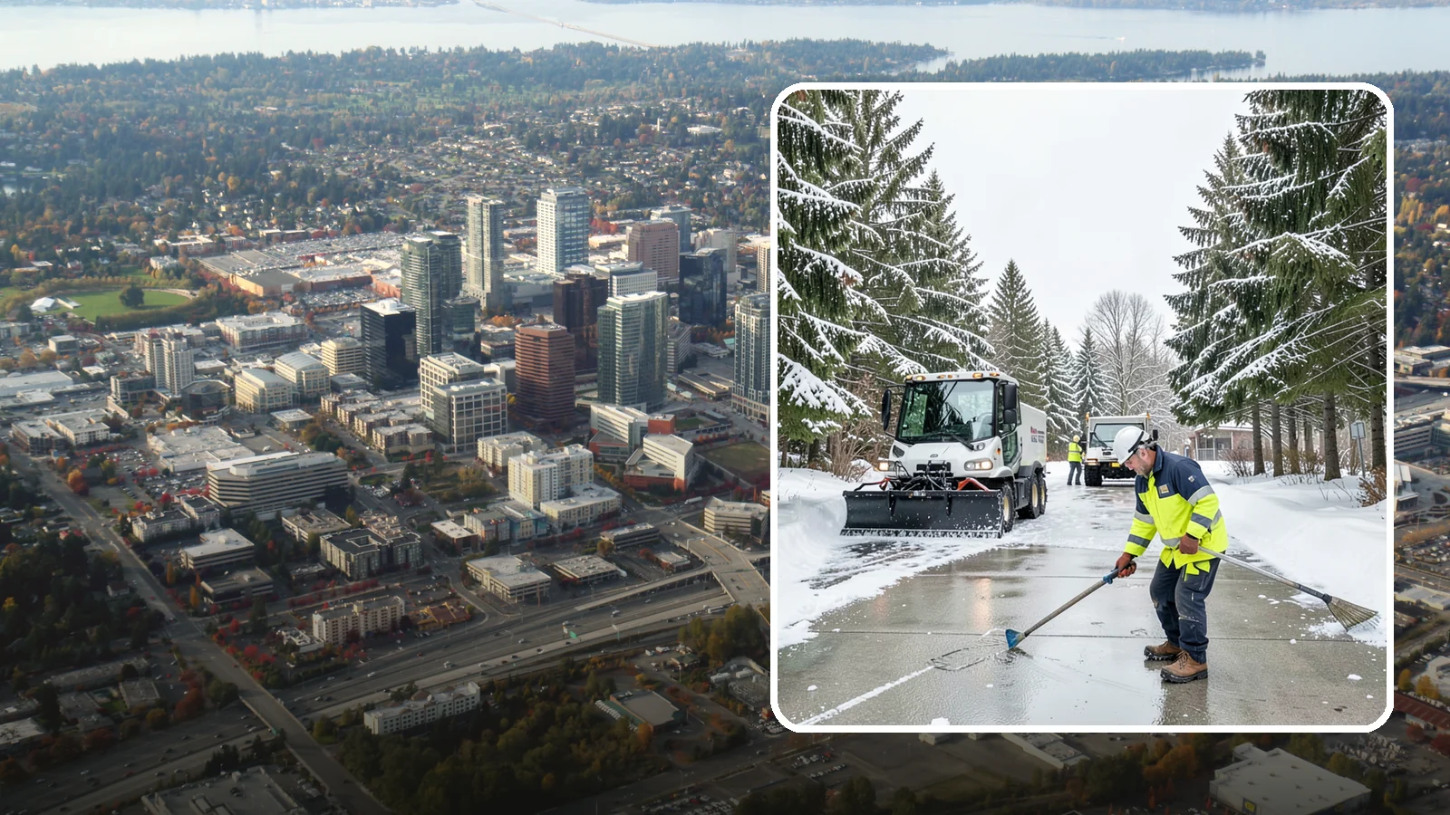 Ice Hazard Response in Bellevue, King County, WA - We respond rapidly across Western Washington to eliminate ice hazards on your property before they cause a fall or a liability...