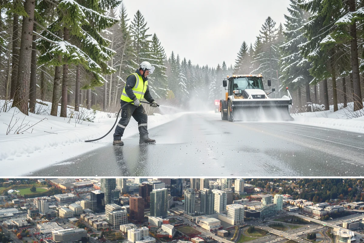 Ice Hazard Response in Bellevue, King County, WA - Ice hazard response is available throughout the winter season whenever freeze conditions create sudden slip dangers.