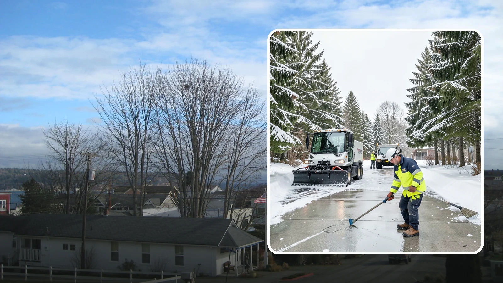 Ice Hazard Response in Langley, Island County, WA - We respond rapidly across Western Washington to eliminate ice hazards on your property before they cause a fall or a liability...