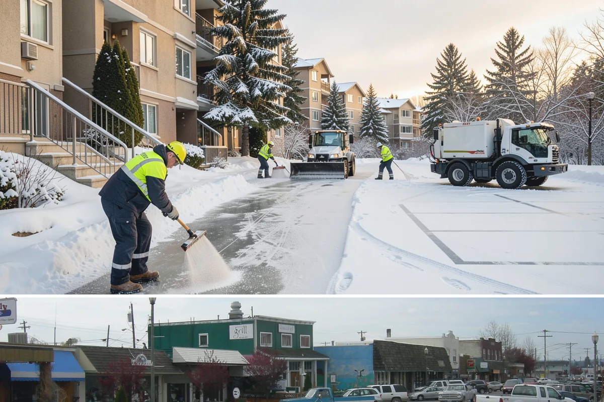 Ice Hazard Response in Stanwood, Snohomish County, WA - Ice hazard response is available throughout the winter season whenever freeze conditions create sudden slip dangers.