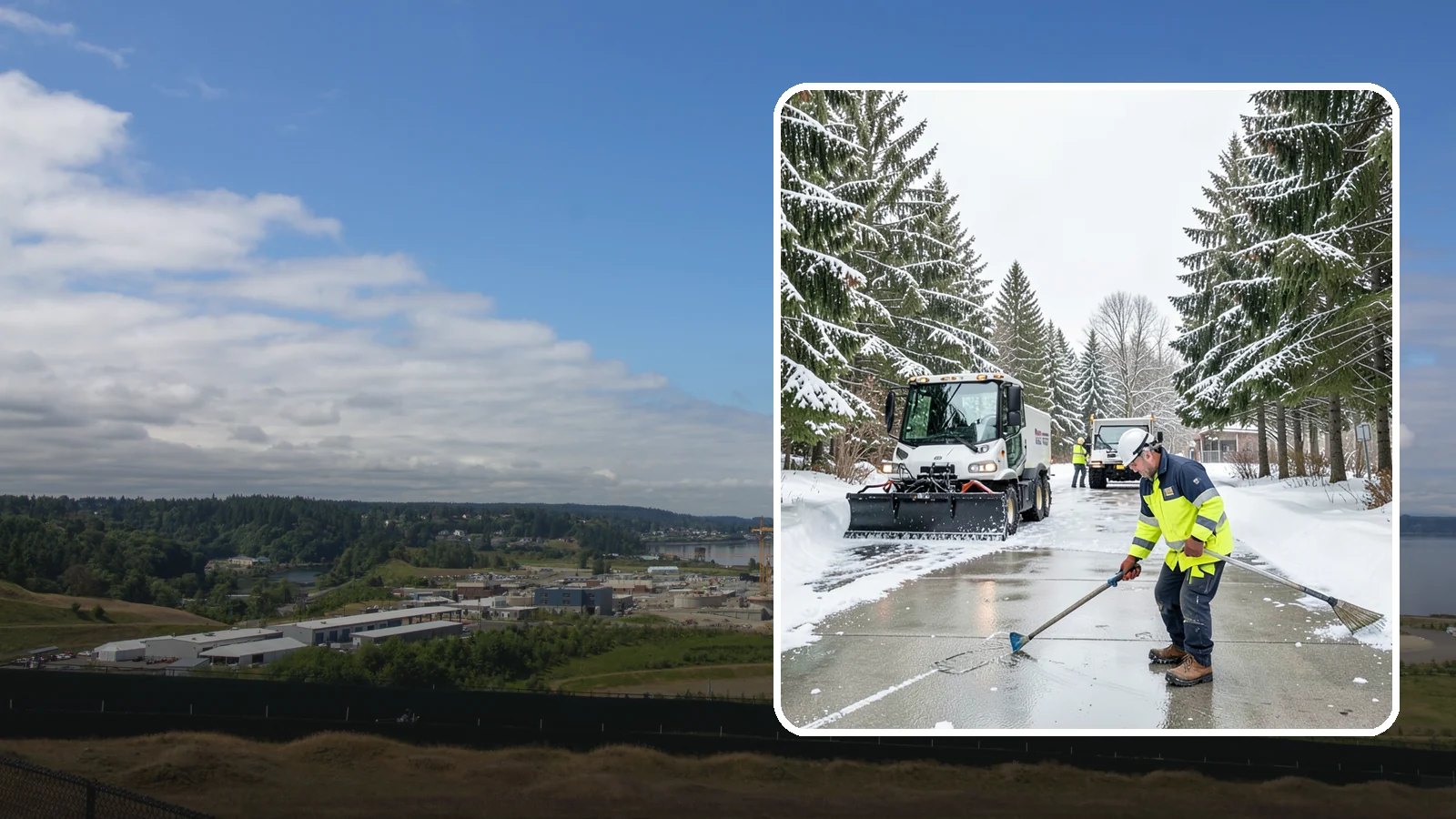 Ice Hazard Response in University Place, Pierce County, WA - We respond rapidly across Western Washington to eliminate ice hazards on your property before they cause a fall or a liability...