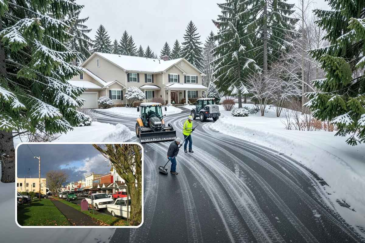 Ice Management Services in Arlington, Snohomish County, WA - Prevents the overnight refreeze that causes most Puget Sound slip-and-fall claims