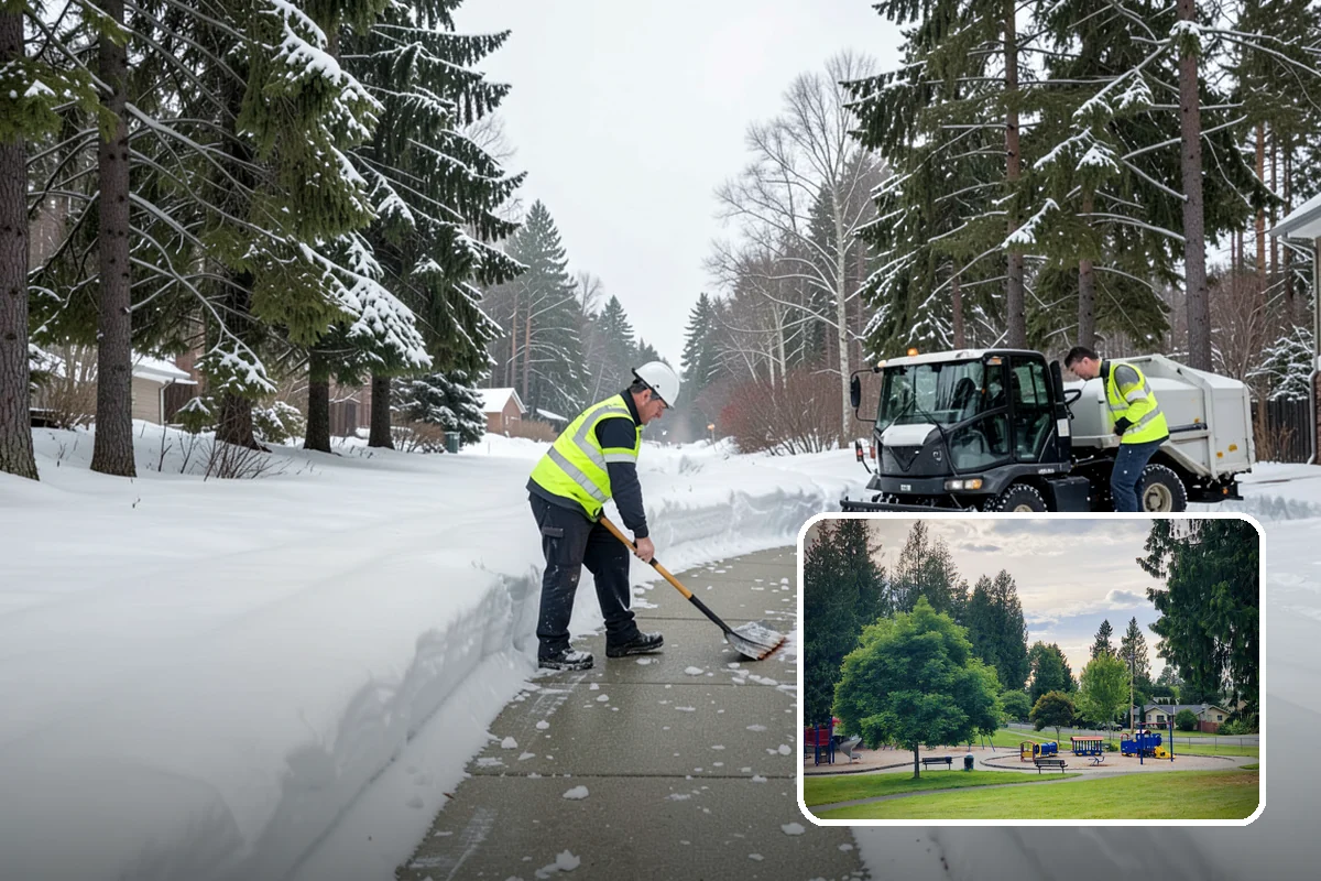 Ice Management Services in Bonney Lake, Pierce County, WA - Prevents the overnight refreeze that causes most Puget Sound slip-and-fall claims