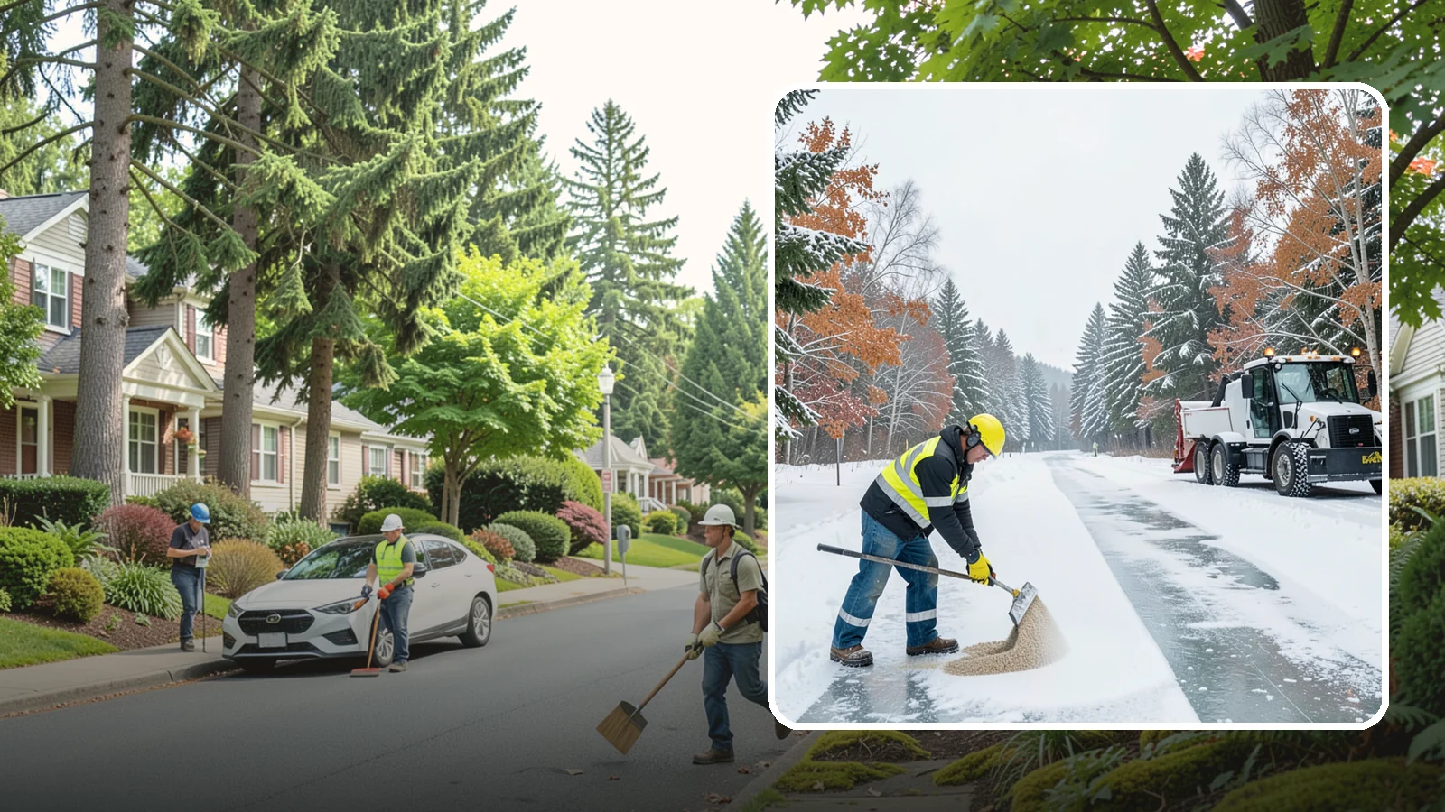 Ice Melt Application in Beaux Arts Village, King County, WA - Ice melt application dissolves stubborn ice on walkways and entrances using blends matched to Western Washington's near-freezing...