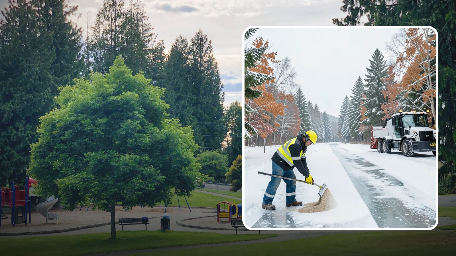 Ice Melt Application in Bonney Lake, Pierce County, WA - Ice melt application dissolves stubborn ice on walkways and entrances using blends matched to Western Washington's near-freezing...