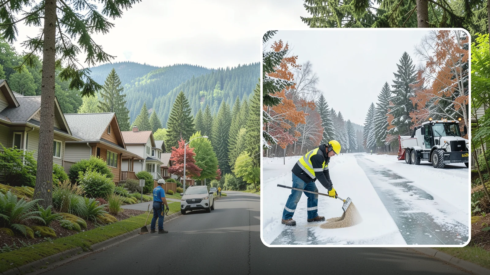 Ice Melt Application in Darrington, Snohomish County, WA - Ice melt application dissolves stubborn ice on walkways and entrances using blends matched to Western Washington's near-freezing...
