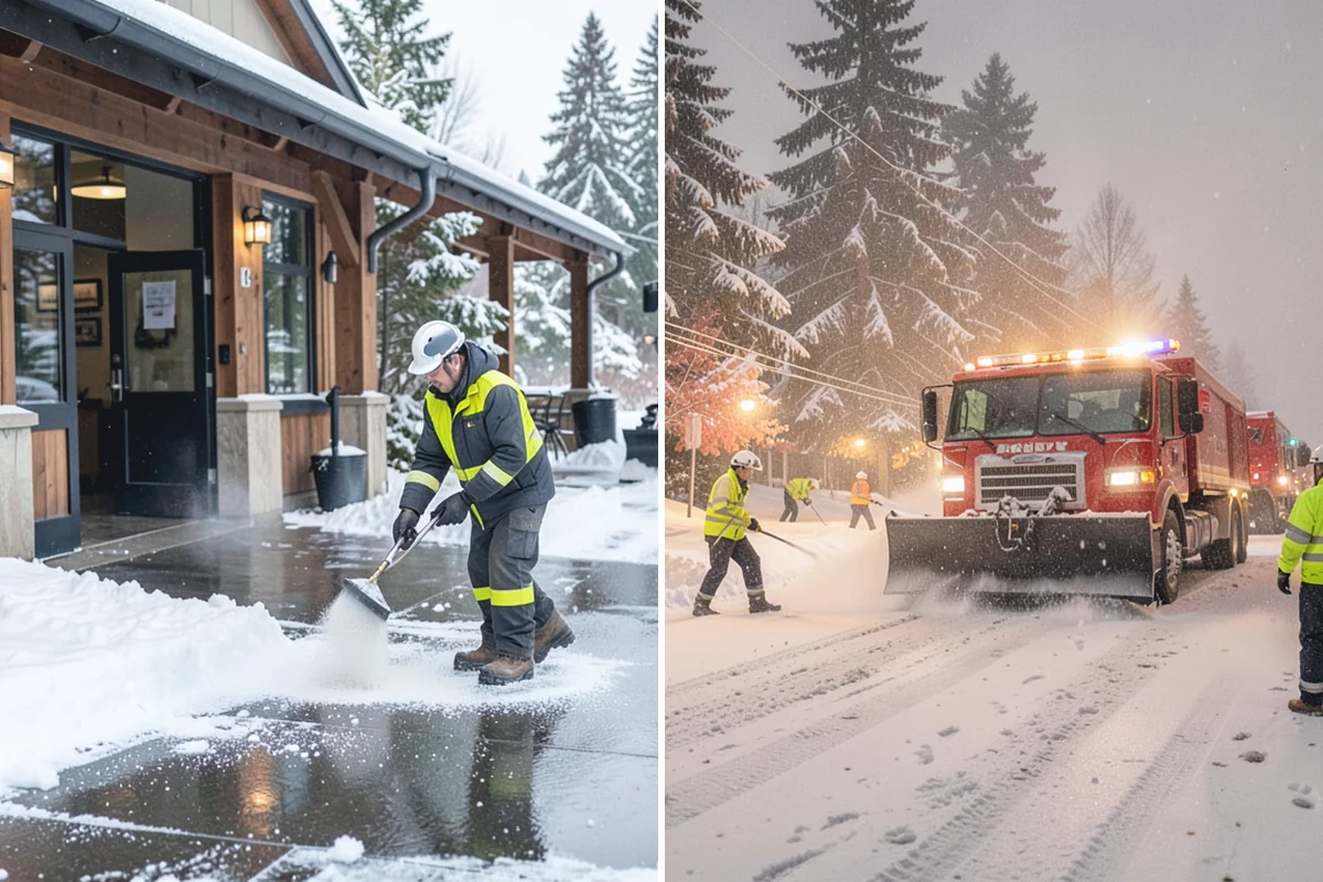 Ice Melt Application in Des Moines, King County, WA - Match the ice melt blend to the expected overnight low