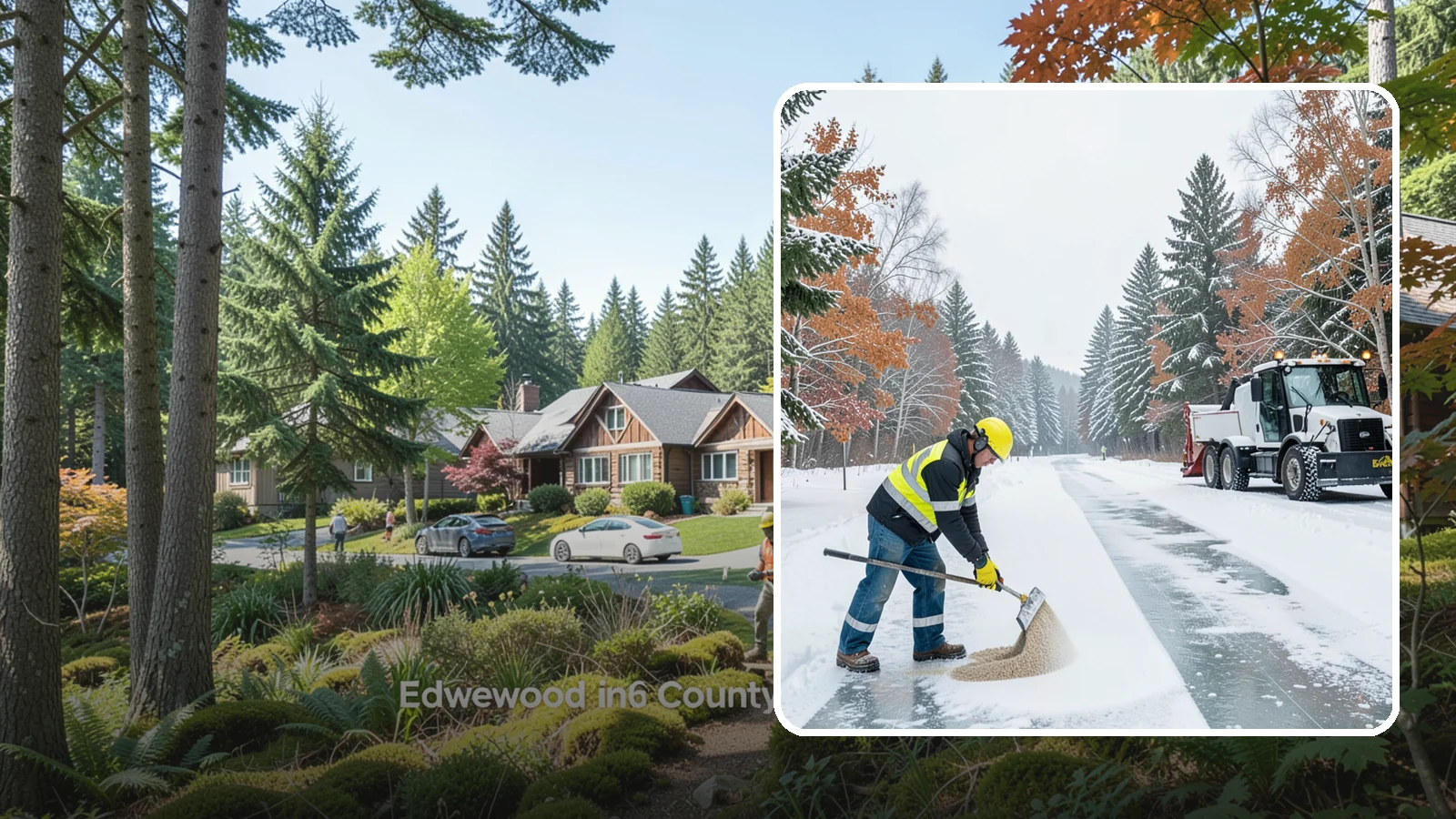 Ice Melt Application in Edgewood, Pierce County, WA - Ice melt application dissolves stubborn ice on walkways and entrances using blends matched to Western Washington's near-freezing...