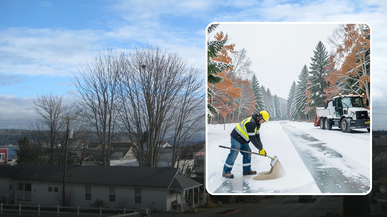 Ice Melt Application in Langley, Island County, WA - Ice melt application dissolves stubborn ice on walkways and entrances using blends matched to Western Washington's near-freezing...
