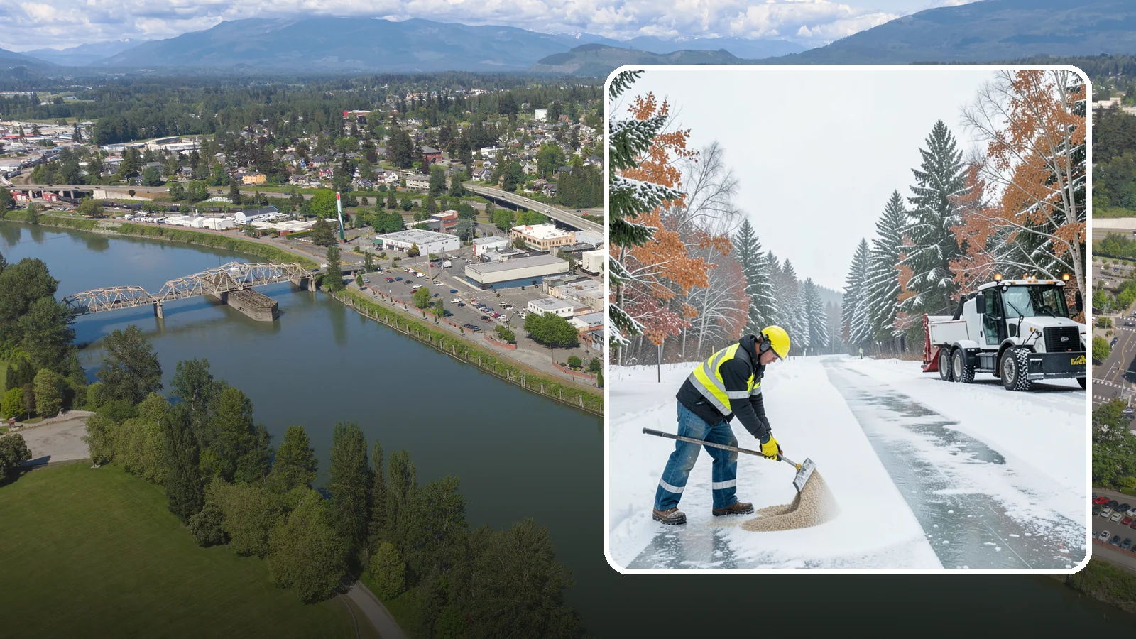 Ice Melt Application in Mount Vernon, Skagit County, WA - Ice melt application dissolves stubborn ice on walkways and entrances using blends matched to Western Washington's near-freezing...