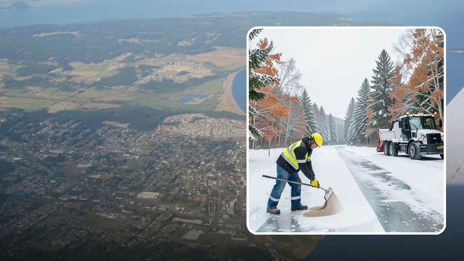 Ice Melt Application in Oak Harbor, Island County, WA - Ice melt application dissolves stubborn ice on walkways and entrances using blends matched to Western Washington's near-freezing...