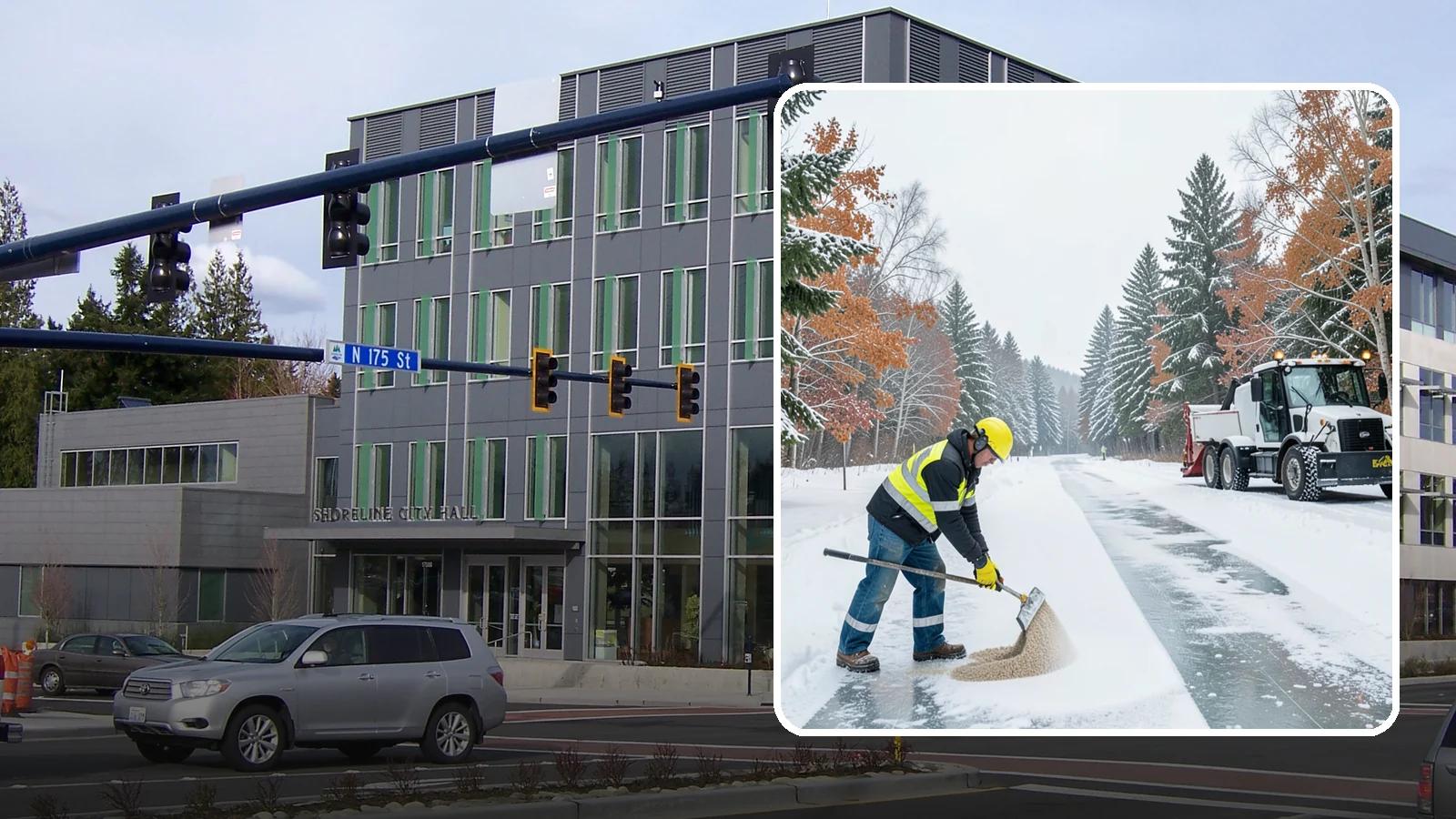 Ice Melt Application in Shoreline, King County, WA - Ice melt application dissolves stubborn ice on walkways and entrances using blends matched to Western Washington's near-freezing...