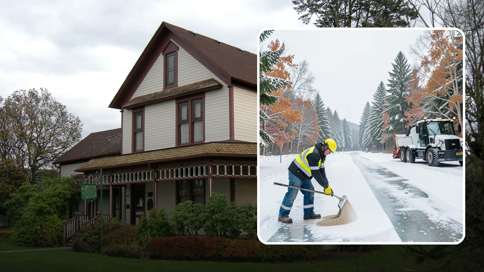Ice Melt Application in Sumner, Pierce County, WA - Ice melt application dissolves stubborn ice on walkways and entrances using blends matched to Western Washington's near-freezing...