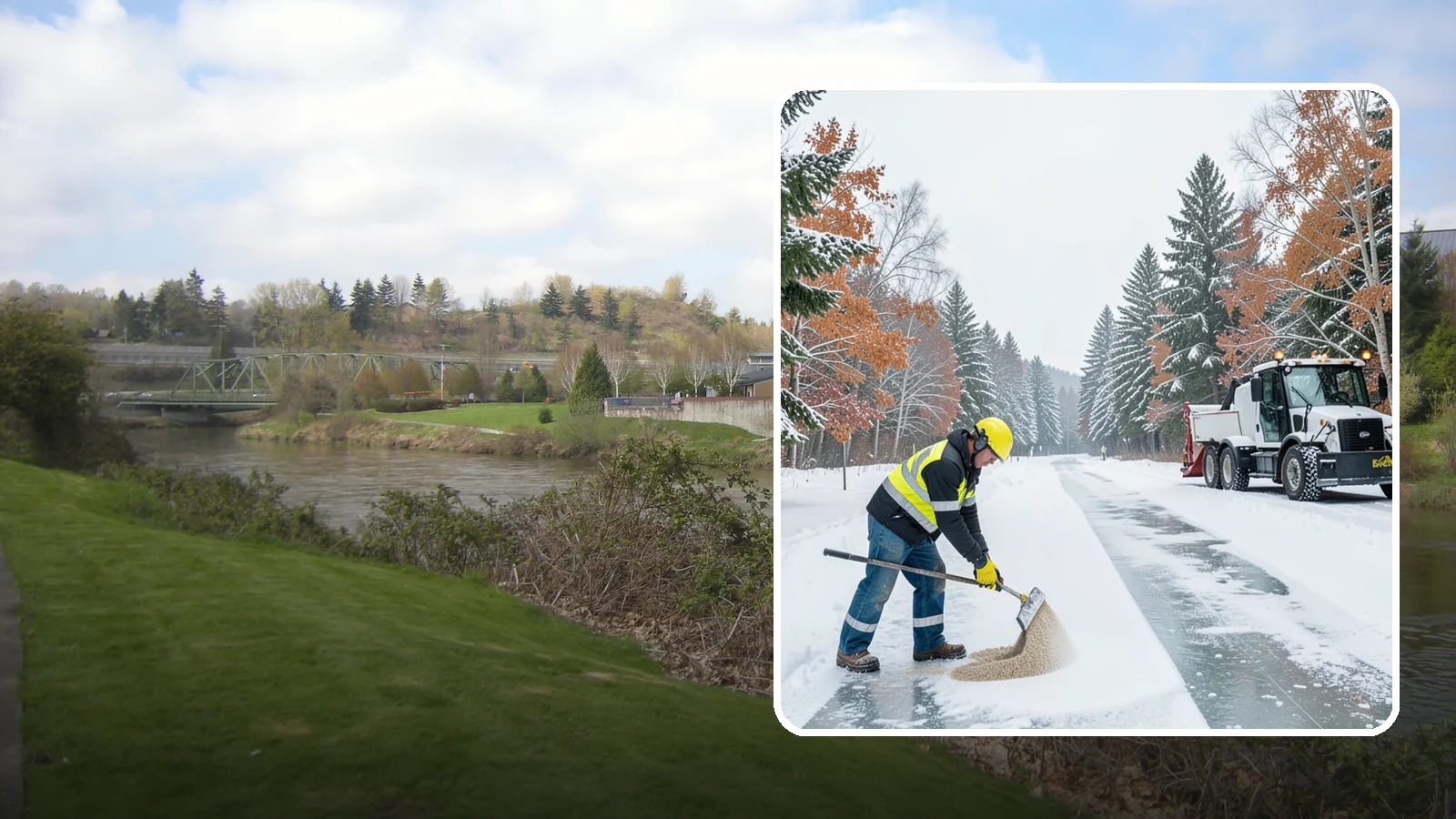Ice Melt Application in Tukwila, King County, WA - Ice melt application dissolves stubborn ice on walkways and entrances using blends matched to Western Washington's near-freezing...
