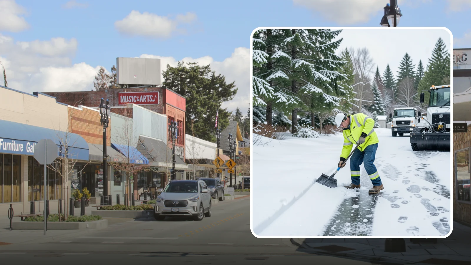 Ice Removal from Driveways in Bothell, King County, WA - We break up and remove driveway ice left behind by Western Washington's thaw-and-refreeze cycles.