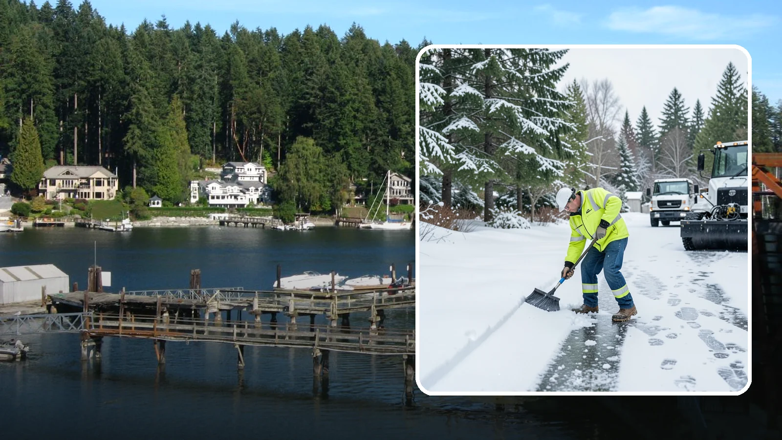 Ice Removal from Driveways in Gig Harbor, Pierce County, WA - We break up and remove driveway ice left behind by Western Washington's thaw-and-refreeze cycles.
