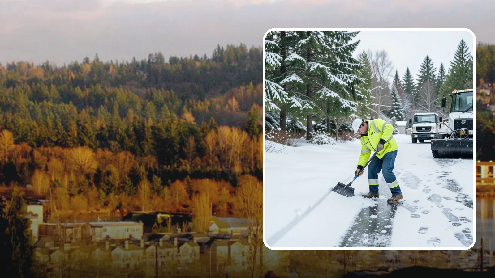 Ice Removal from Driveways in Kenmore, King County, WA - We break up and remove driveway ice left behind by Western Washington's thaw-and-refreeze cycles.