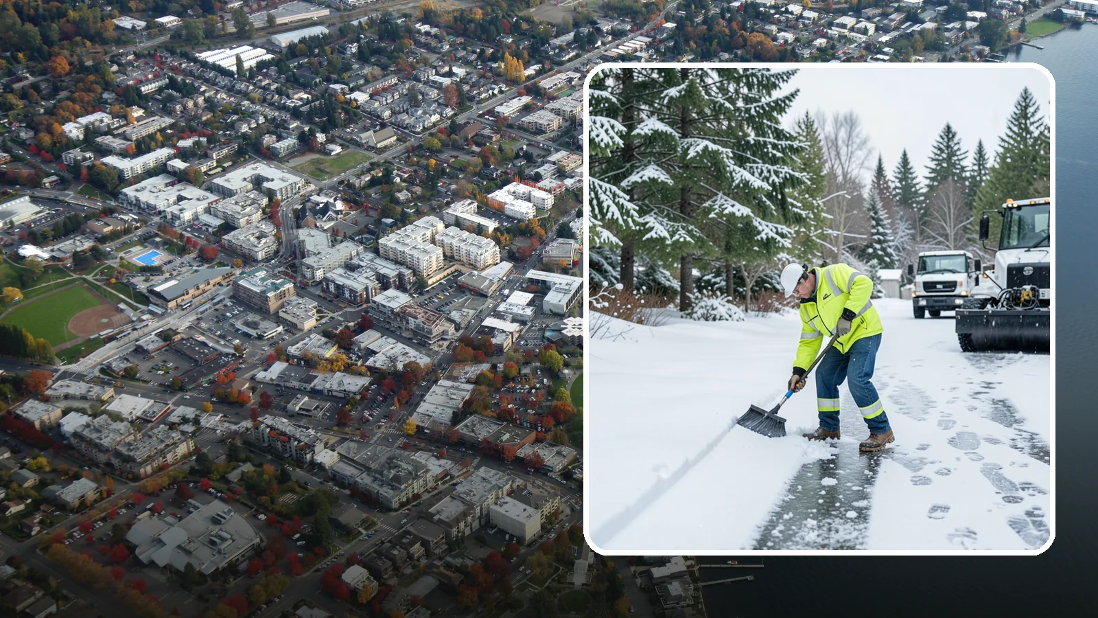 Ice Removal from Driveways in Kirkland, King County, WA - We break up and remove driveway ice left behind by Western Washington's thaw-and-refreeze cycles.