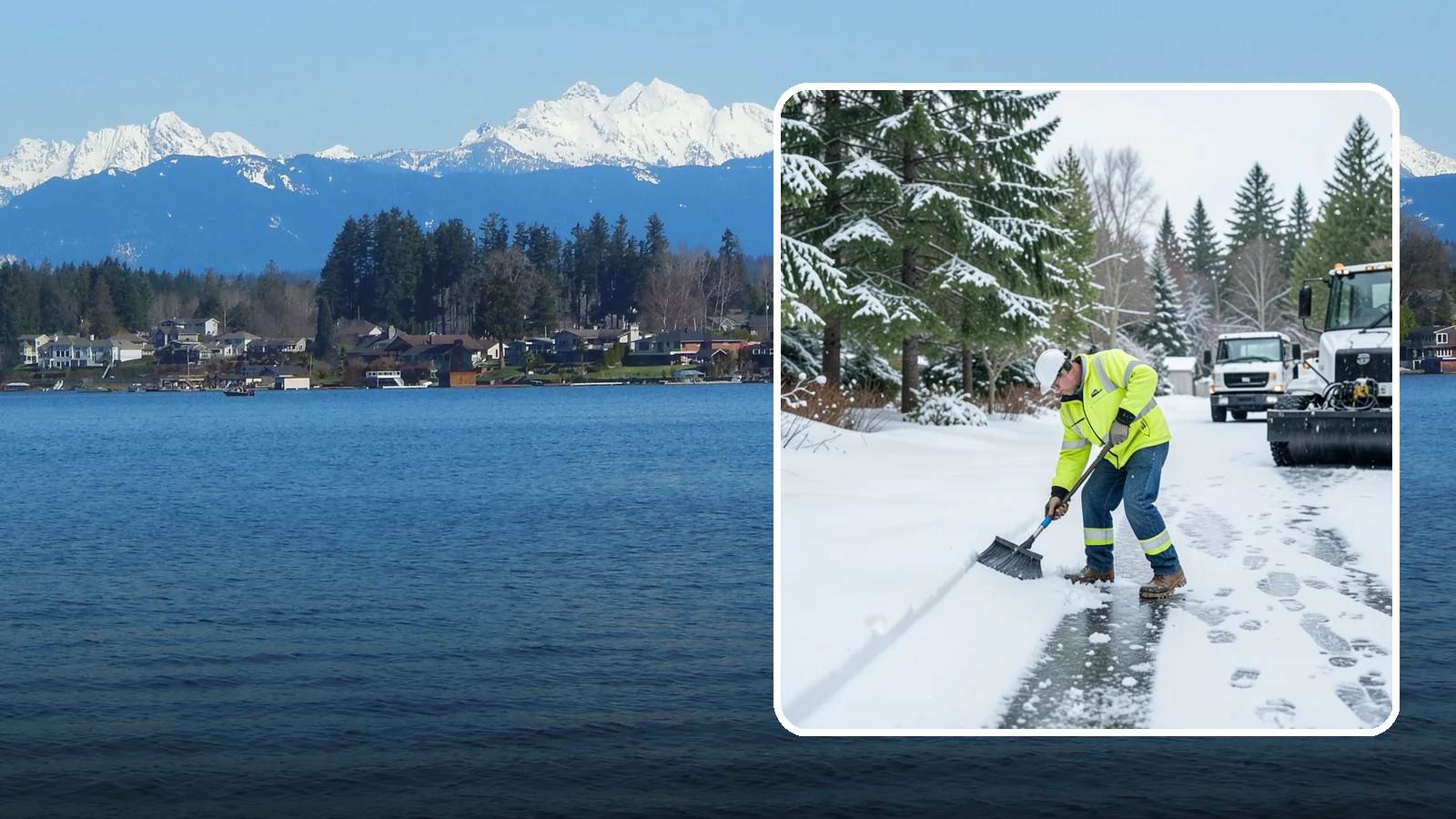 Ice Removal from Driveways in Lake Stevens, Snohomish County, WA - We break up and remove driveway ice left behind by Western Washington's thaw-and-refreeze cycles.