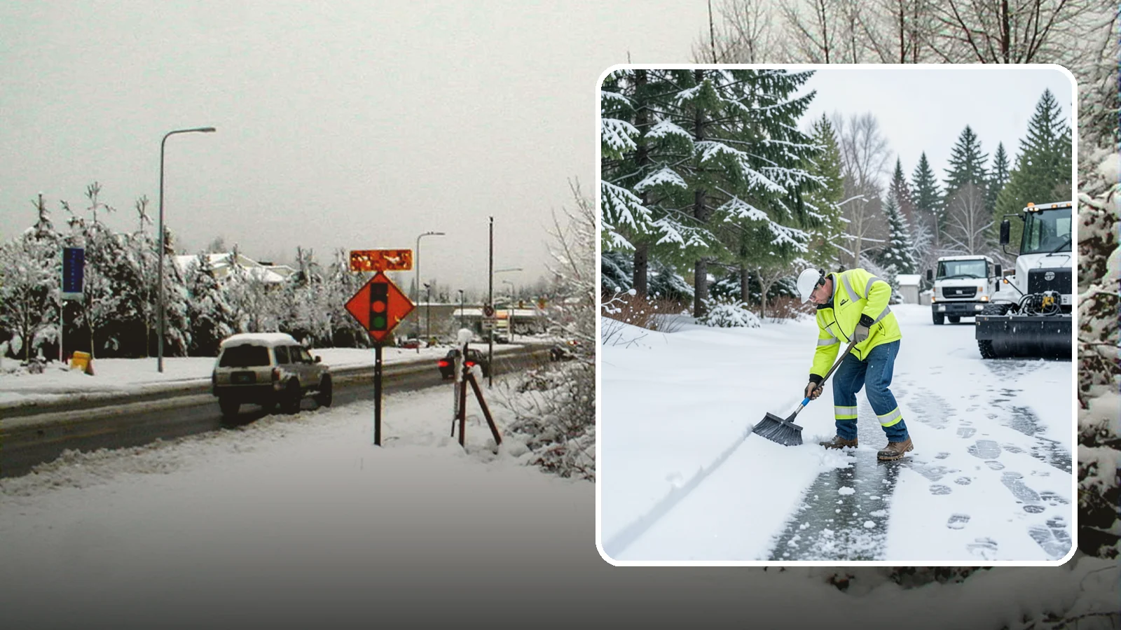 Ice Removal from Driveways in Newcastle, King County, WA - We break up and remove driveway ice left behind by Western Washington's thaw-and-refreeze cycles.