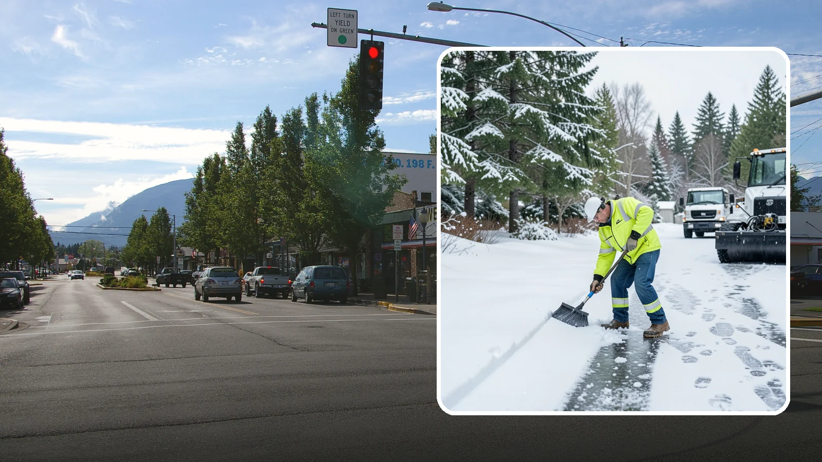 Ice Removal from Driveways in North Bend, King County, WA - We break up and remove driveway ice left behind by Western Washington's thaw-and-refreeze cycles.