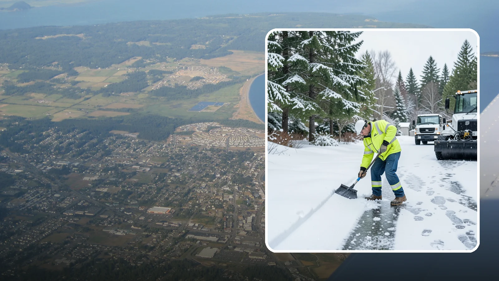 Ice Removal from Driveways in Oak Harbor, Island County, WA - We break up and remove driveway ice left behind by Western Washington's thaw-and-refreeze cycles.
