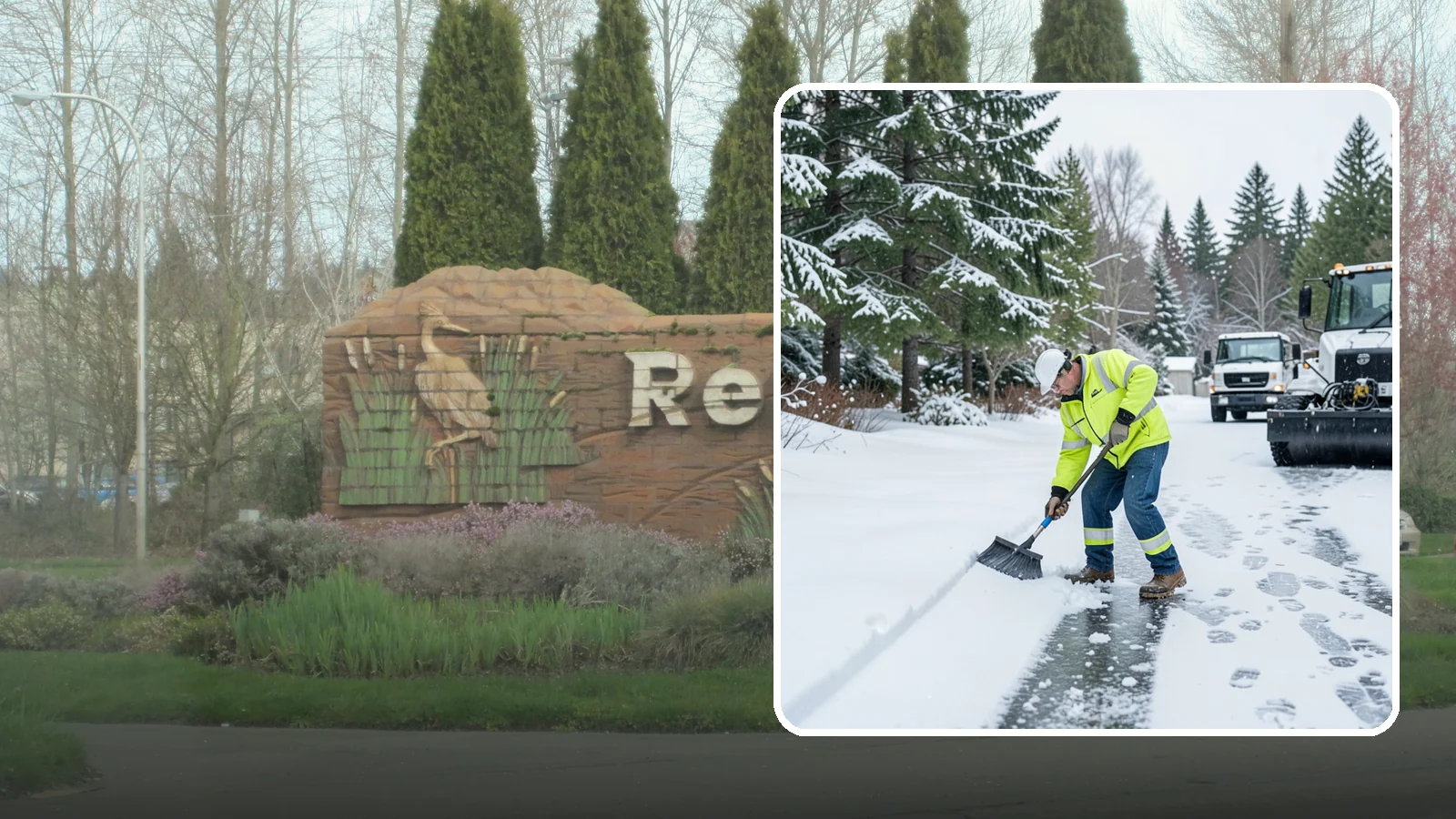 Ice Removal from Driveways in Renton, King County, WA - We break up and remove driveway ice left behind by Western Washington's thaw-and-refreeze cycles.