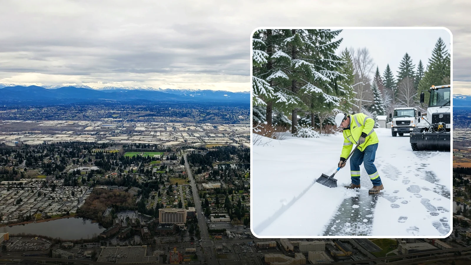 Ice Removal from Driveways in SeaTac, King County, WA - We break up and remove driveway ice left behind by Western Washington's thaw-and-refreeze cycles.