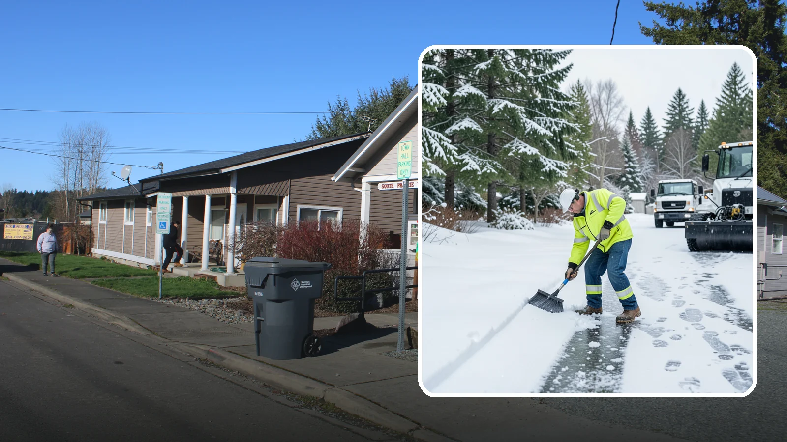 Ice Removal from Driveways in South Prairie, Pierce County, WA - We break up and remove driveway ice left behind by Western Washington's thaw-and-refreeze cycles.