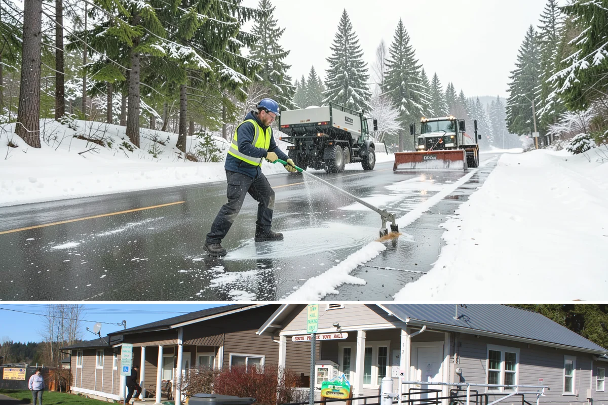 Ice Removal from Driveways in South Prairie, Pierce County, WA - Driveway ice removal peaks during freeze-thaw stretches from midwinter into early spring.