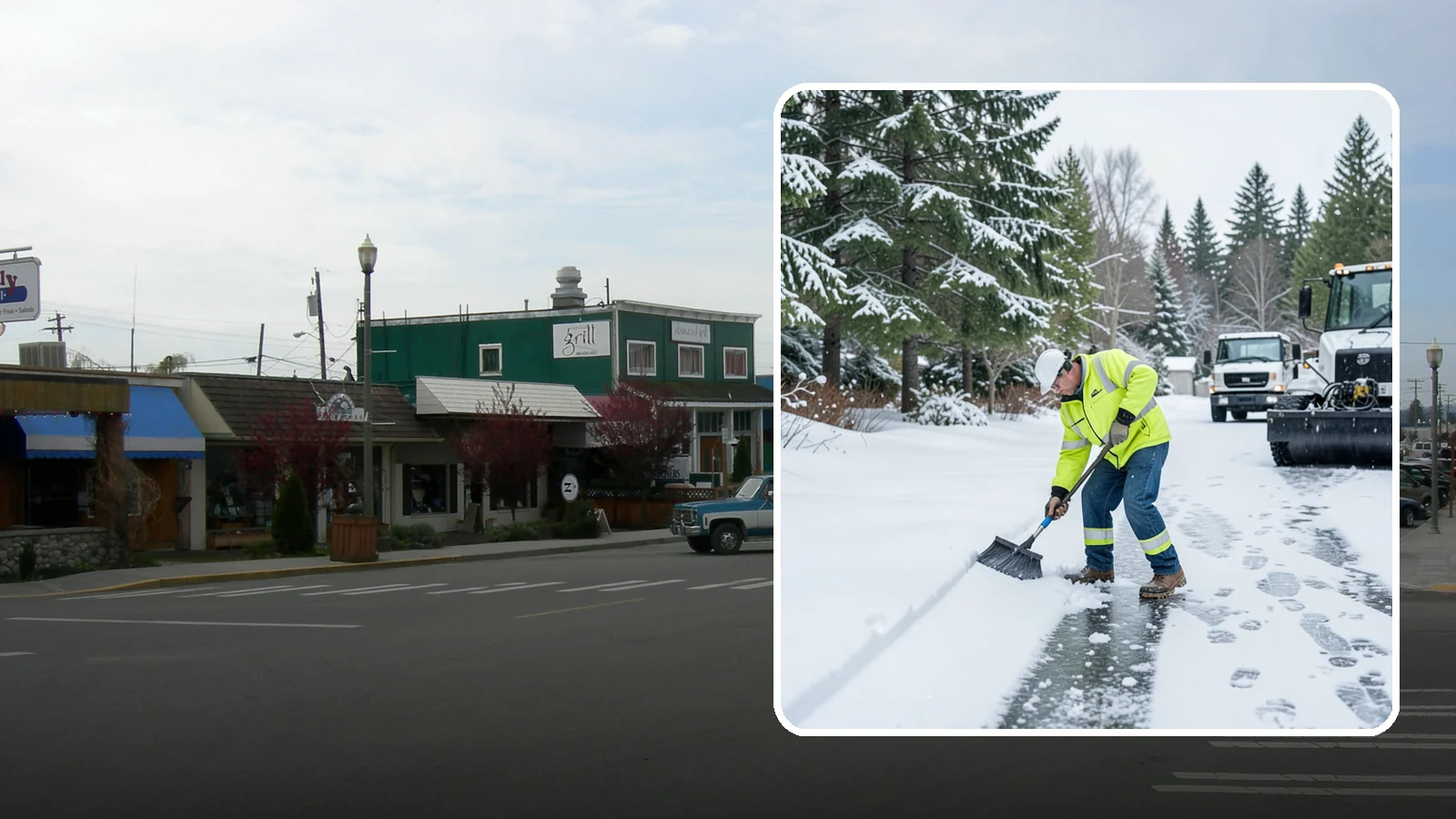 Ice Removal from Driveways in Stanwood, Snohomish County, WA - We break up and remove driveway ice left behind by Western Washington's thaw-and-refreeze cycles.