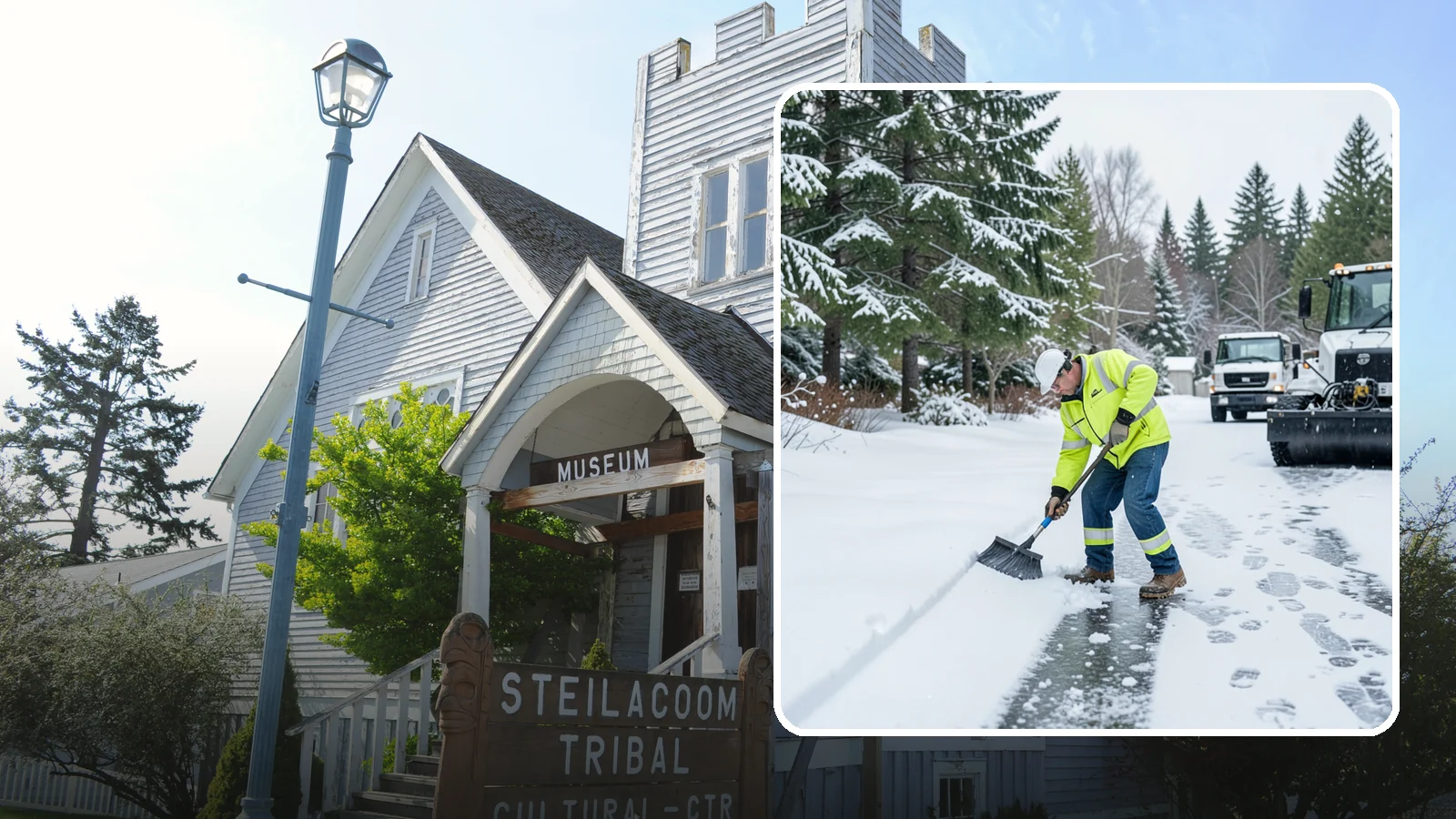 Ice Removal from Driveways in Steilacoom, Pierce County, WA - We break up and remove driveway ice left behind by Western Washington's thaw-and-refreeze cycles.
