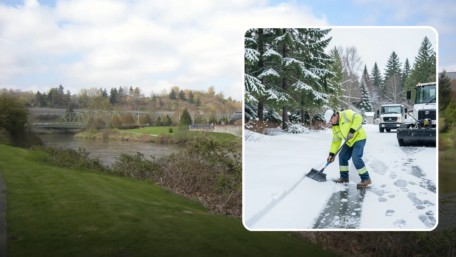 Ice Removal from Driveways in Tukwila, King County, WA - We break up and remove driveway ice left behind by Western Washington's thaw-and-refreeze cycles.