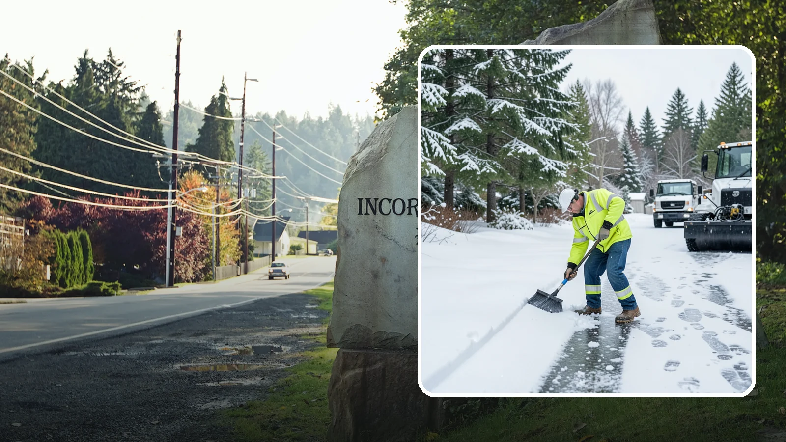 Ice Removal from Driveways in Wilkeson, Pierce County, WA - We break up and remove driveway ice left behind by Western Washington's thaw-and-refreeze cycles.