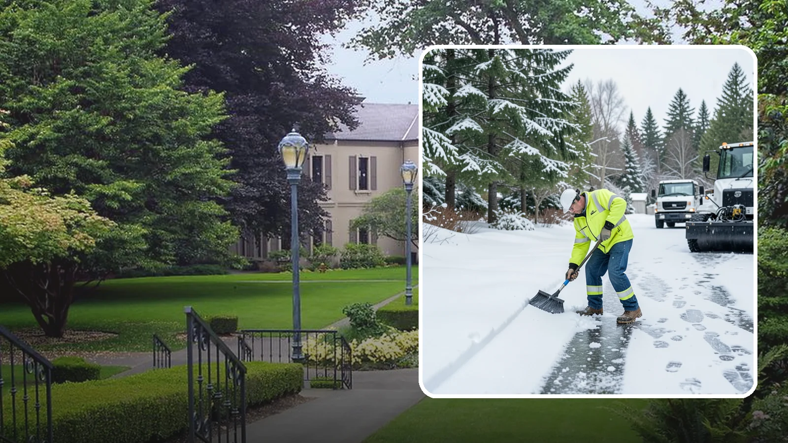 Ice Removal from Driveways in Woodinville, King County, WA - We break up and remove driveway ice left behind by Western Washington's thaw-and-refreeze cycles.