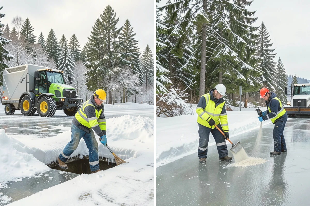 Ice Storm Response in Langley, Island County, WA - Monitor National Weather Service ice-accretion forecasts and stage crews before onset