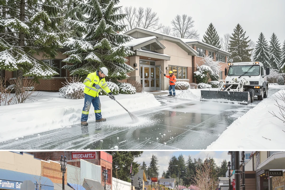 Industrial Facility Deicing in Bothell, King County, WA - Coverage runs all winter with continuous shift-aligned readiness during the extended cold snaps that follow lowland outflow...