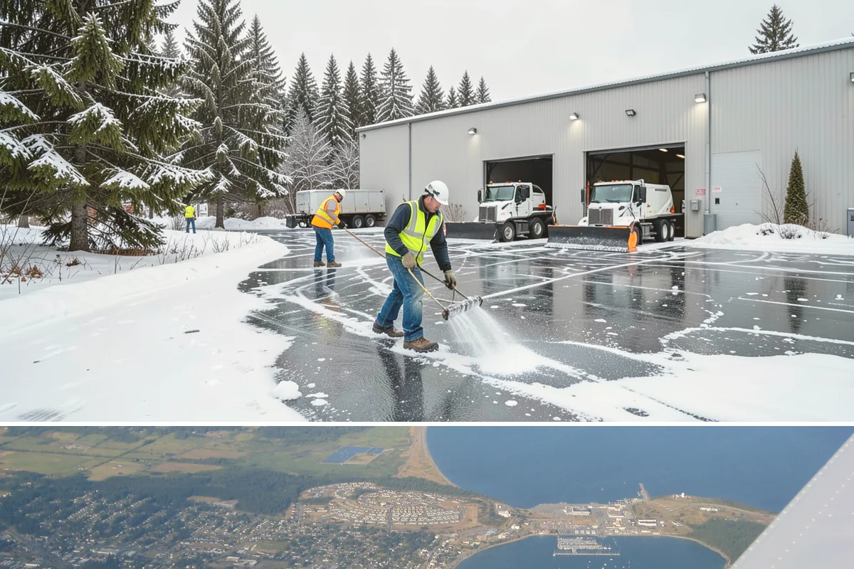 Industrial Facility Deicing in Oak Harbor, Island County, WA - Coverage runs all winter with continuous shift-aligned readiness during the extended cold snaps that follow lowland outflow...